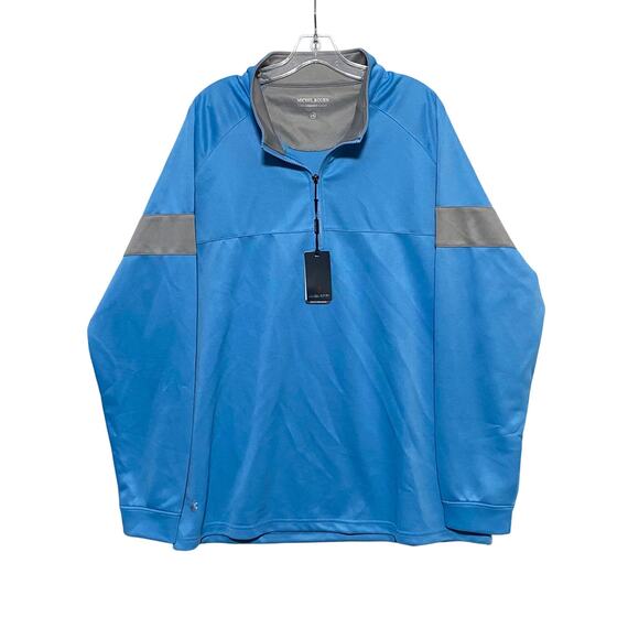 Michel Rouen Performance Sweat 1/4 Zip Pullover Sky Blue Light Gray Mens 2XL NWT - Picture 1 of 9